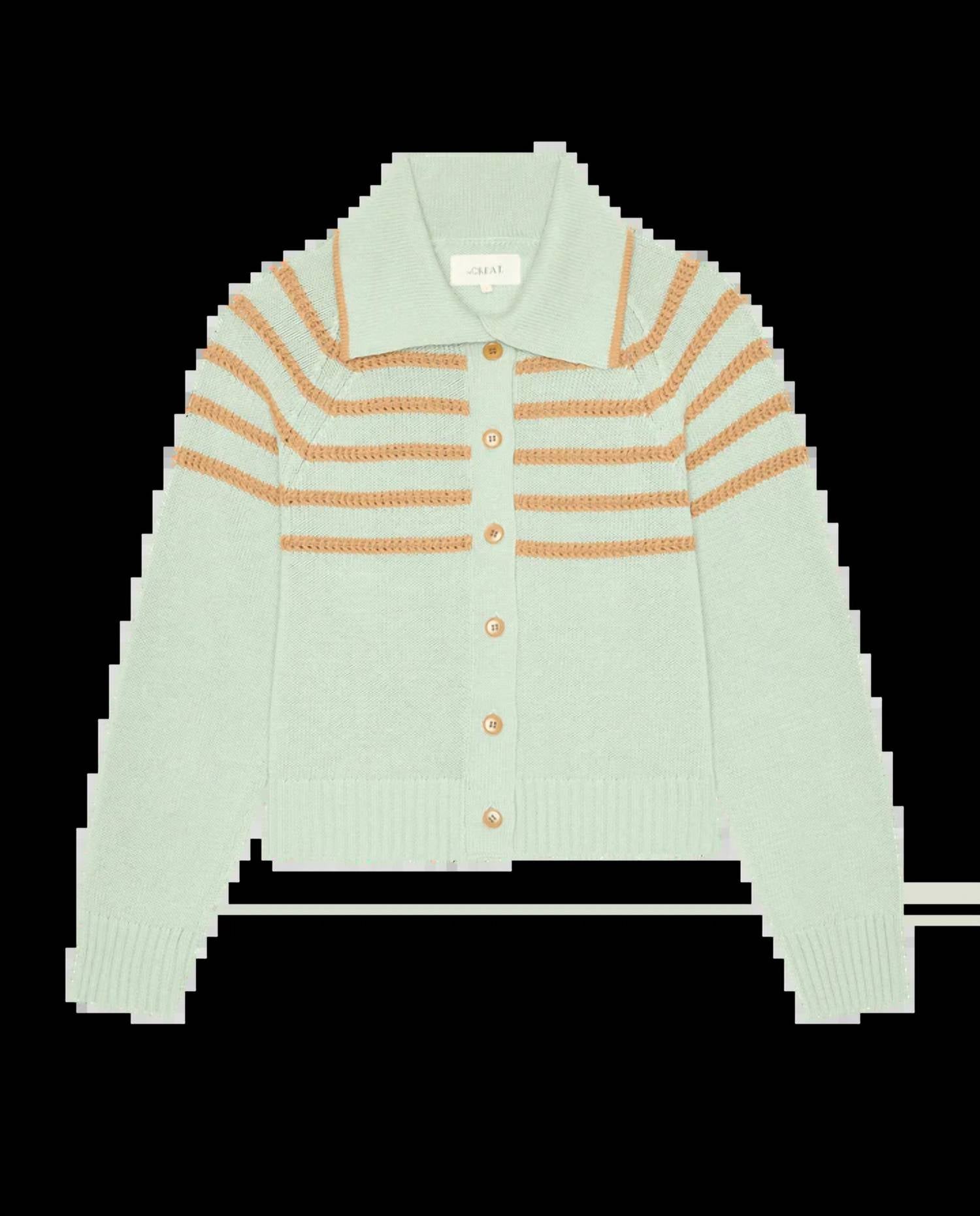 The Great. - Scholar Cardigan with Crochet Stripes