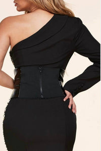 Little Secret Of Mine - One Shoulder Blazer Tuxedo Mini Dress