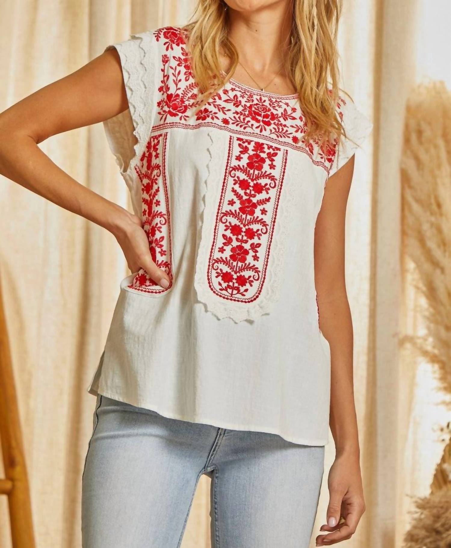 Savanna Jane - Embroidered Lace Top - Plus