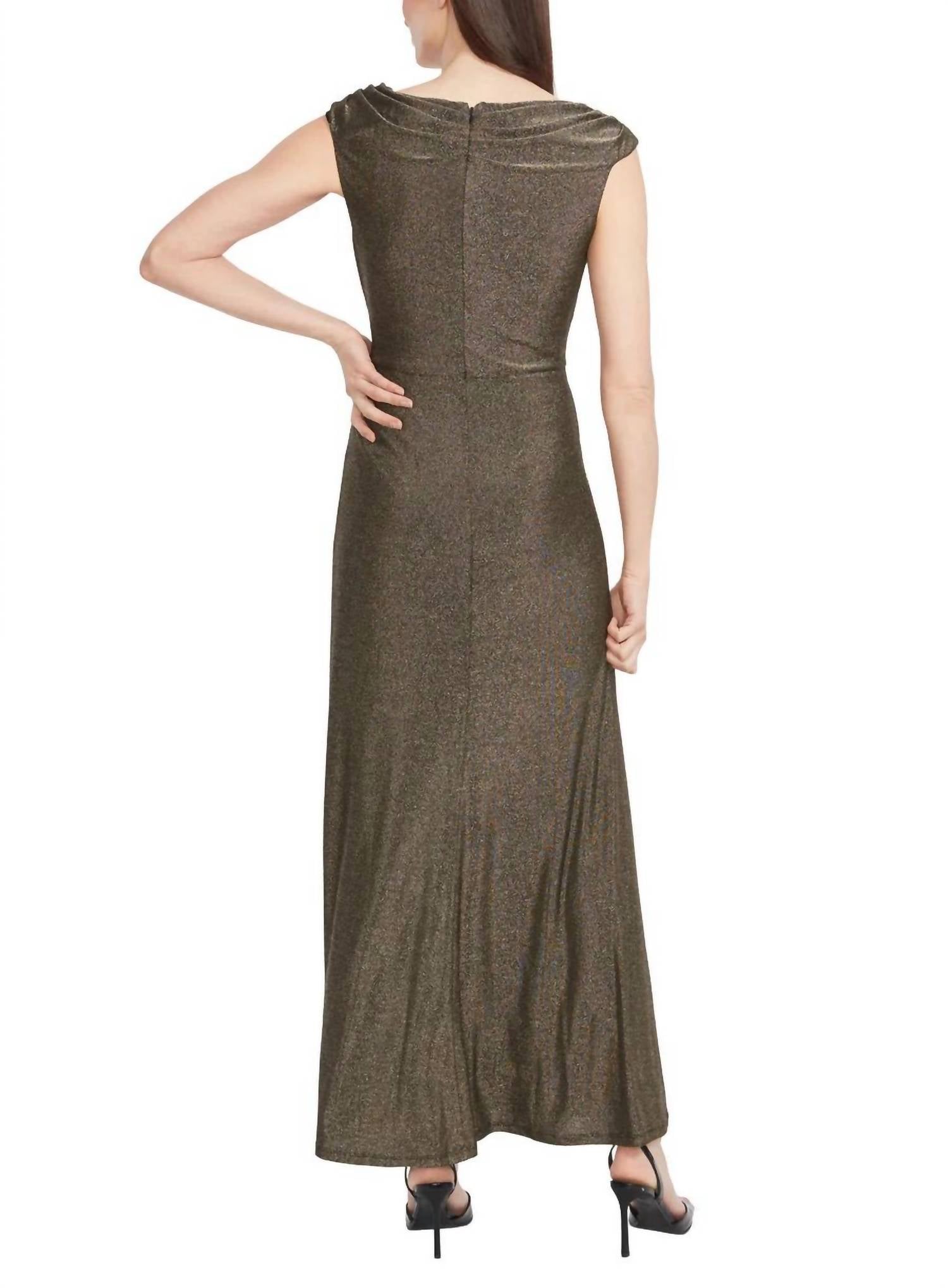 Maggy London - Shannan Metallic Knit Cowl Neck Gown