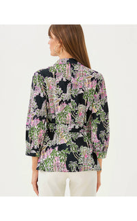 Lilly Pulitzer Casia Wrap Tunic in onyx pb anniversary toile - women's shirt - alternate view