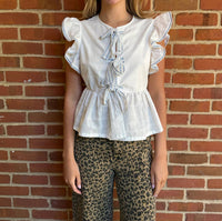 Peach Love - Jacquard Lace Trim With Front Tie Top