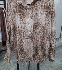 Q2 Women's Snakeskin Button Up Shirt in brown - women's shirt