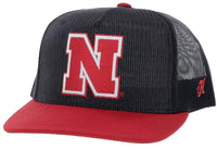 HOOEY Nebraska Team N 5-panel Mesh Trucker Snapback Cap in black red - men's hat