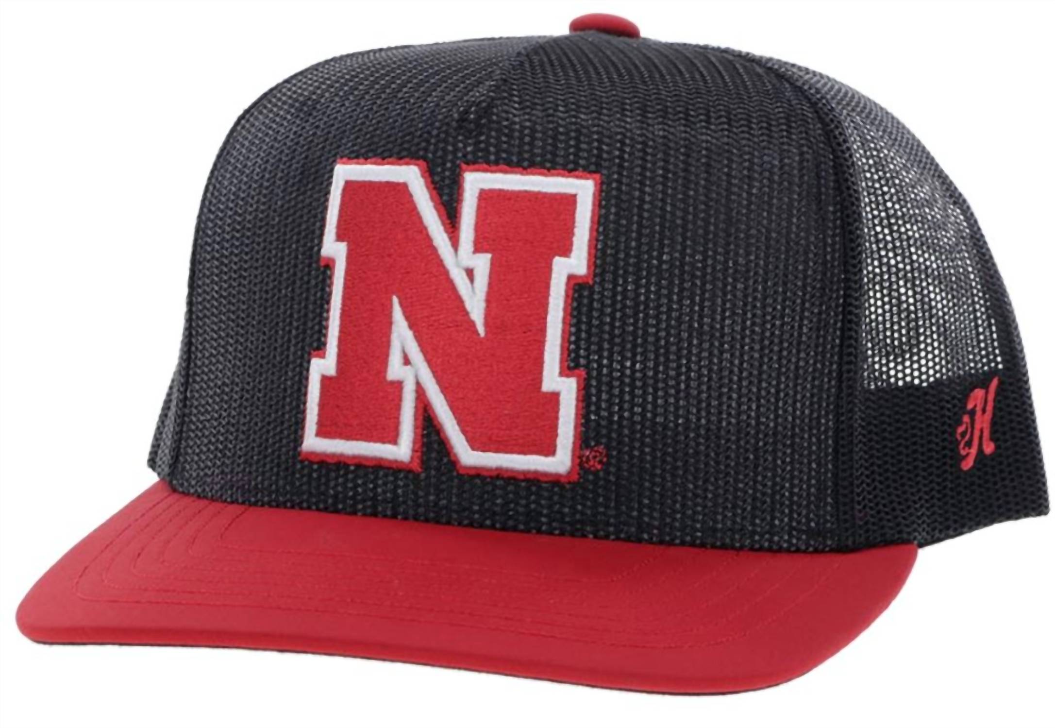 HOOEY Nebraska Team N 5-panel Mesh Trucker Snapback Cap in black red - men's hat