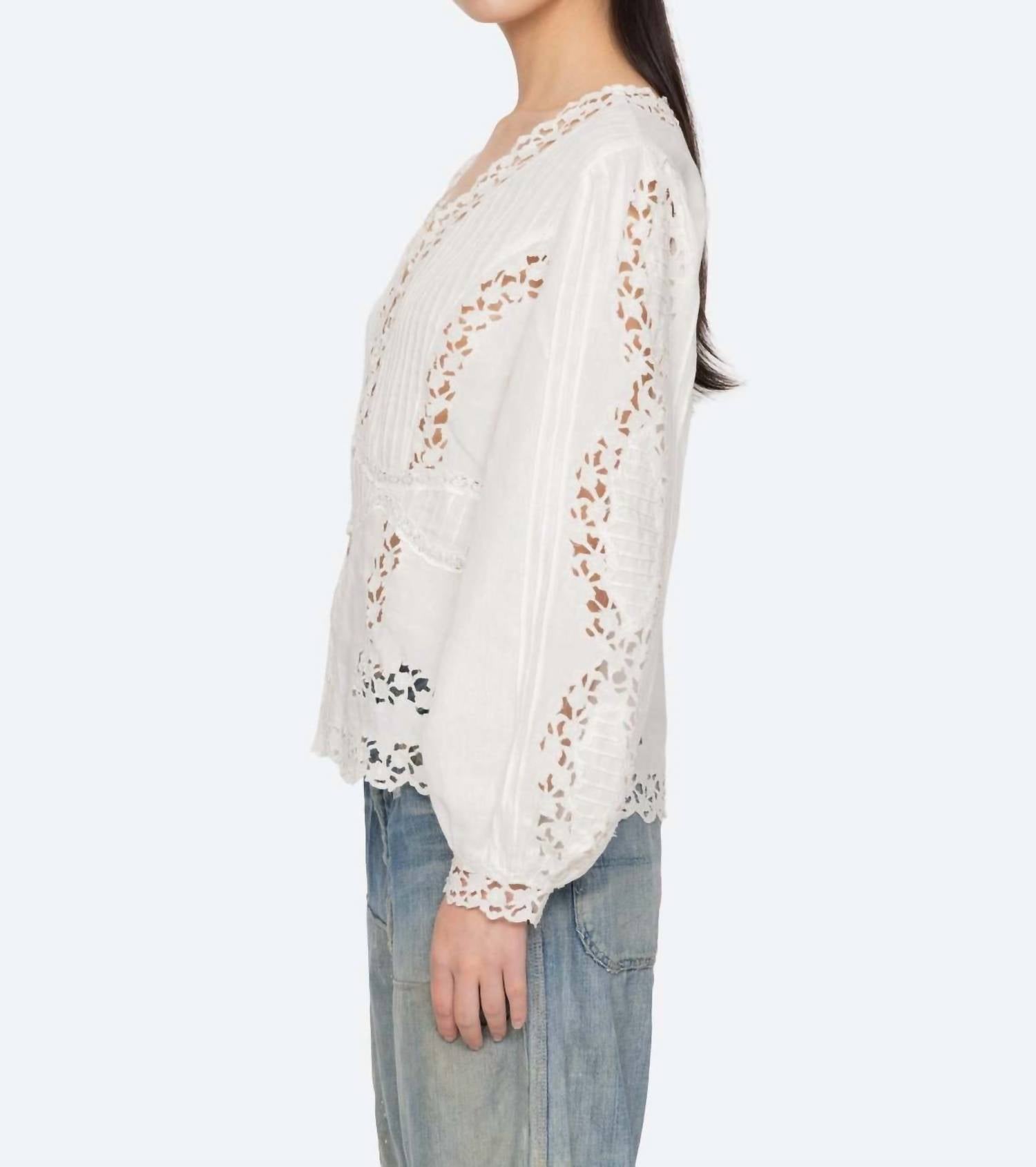 Sea - Sophia Embroidery Long Sleeve Blouse