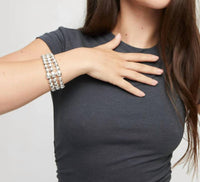 Unode50 - Three Strand Bead Sterling Silver-plated Bracelet