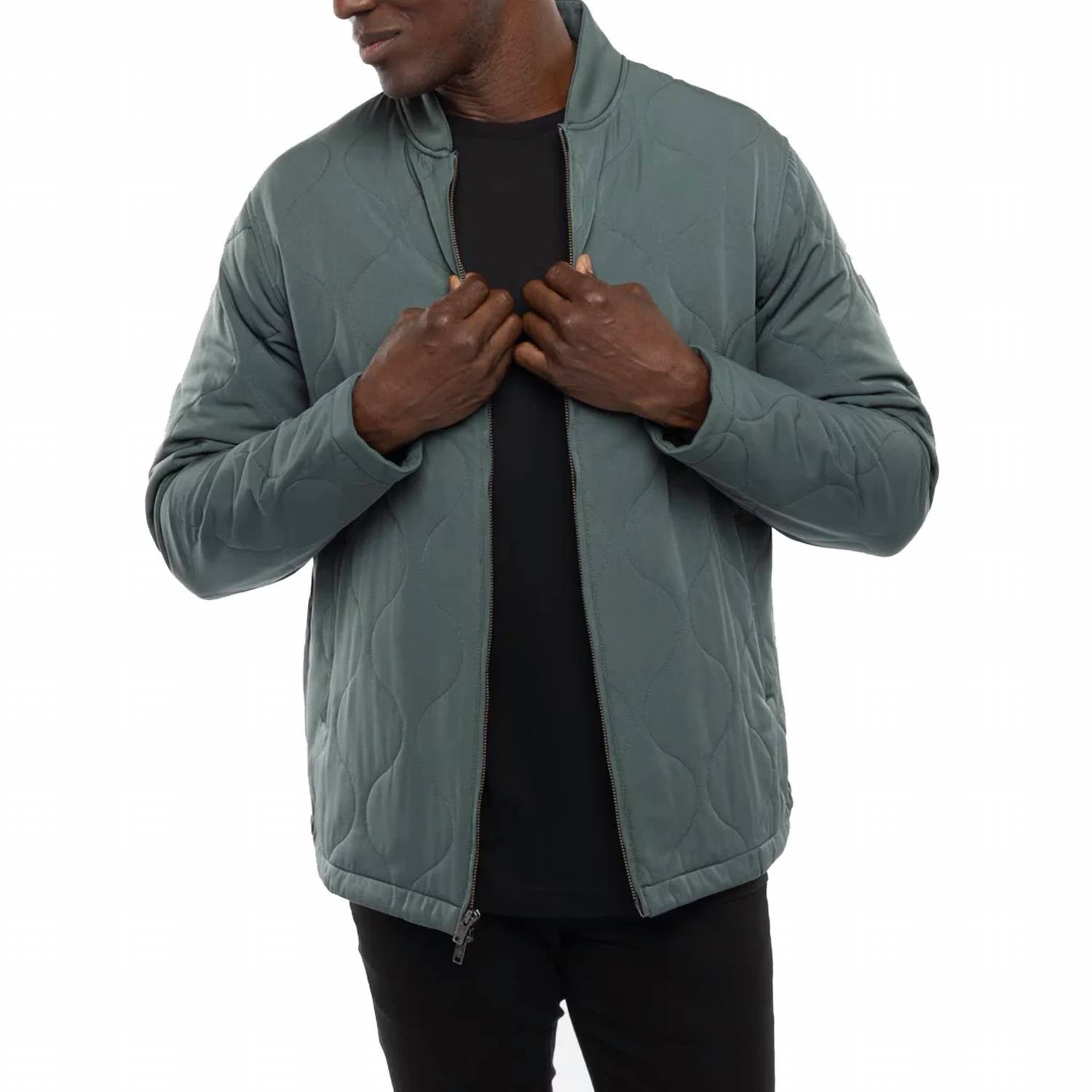 TravisMathew Come What May Jacket in balsam green - men's jacket - detail view