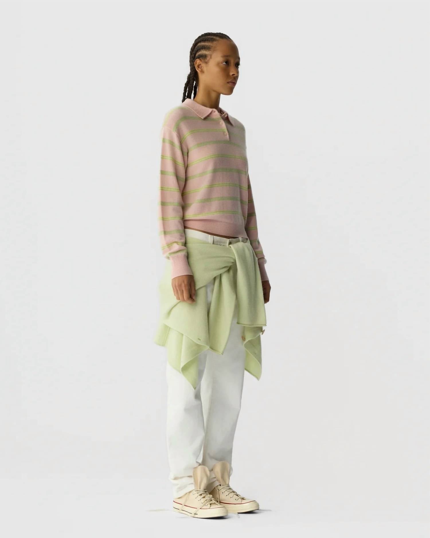 Guest In Residence - Collegiate Cashmere Stripe Polo Shirt