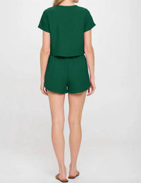 Meet Me In Santorini - Cropped Short-sleeve & Short Set