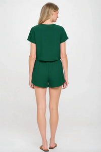 Meet Me In Santorini - Cropped Short-sleeve & Short Set