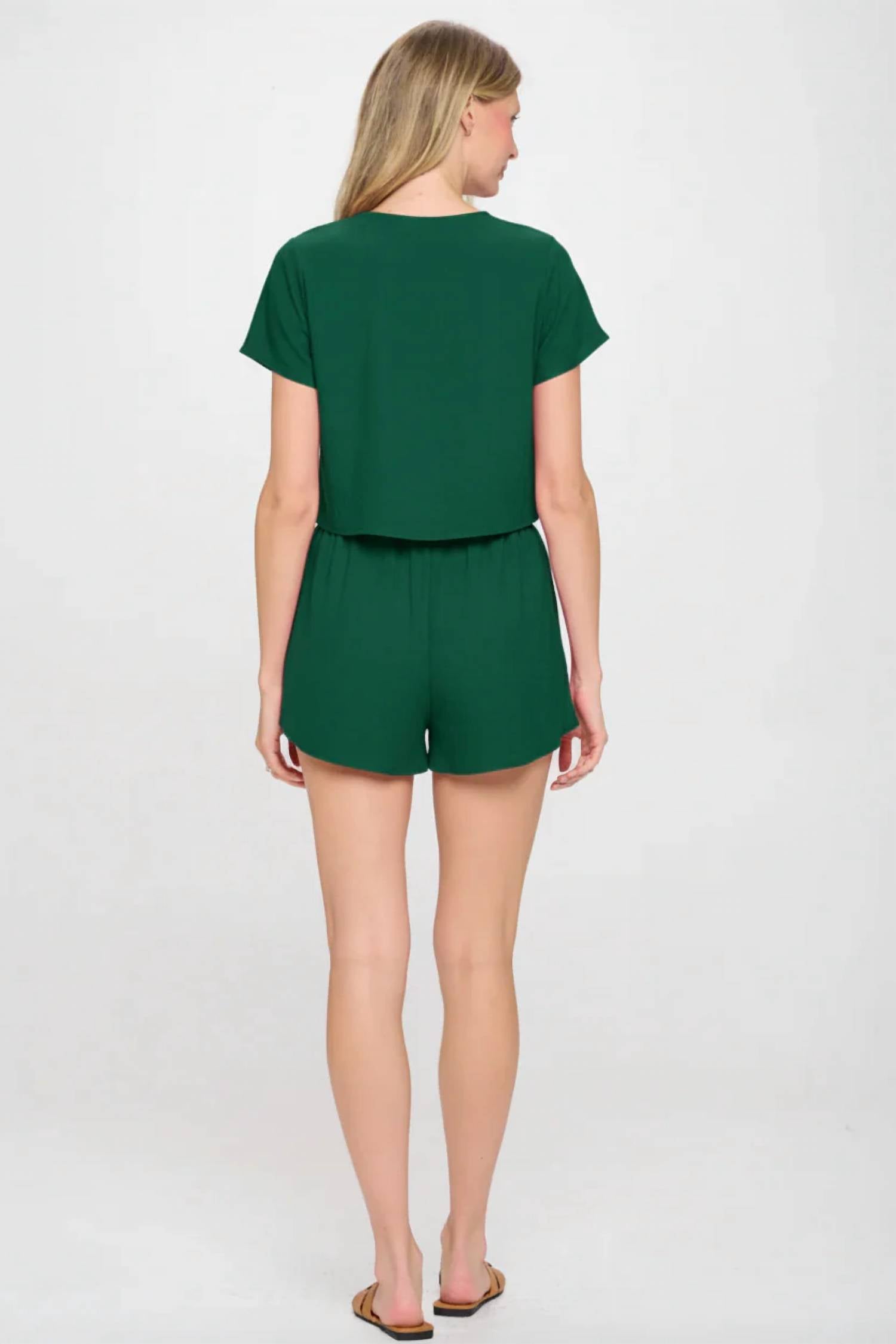 Meet Me In Santorini - Cropped Short-sleeve & Short Set