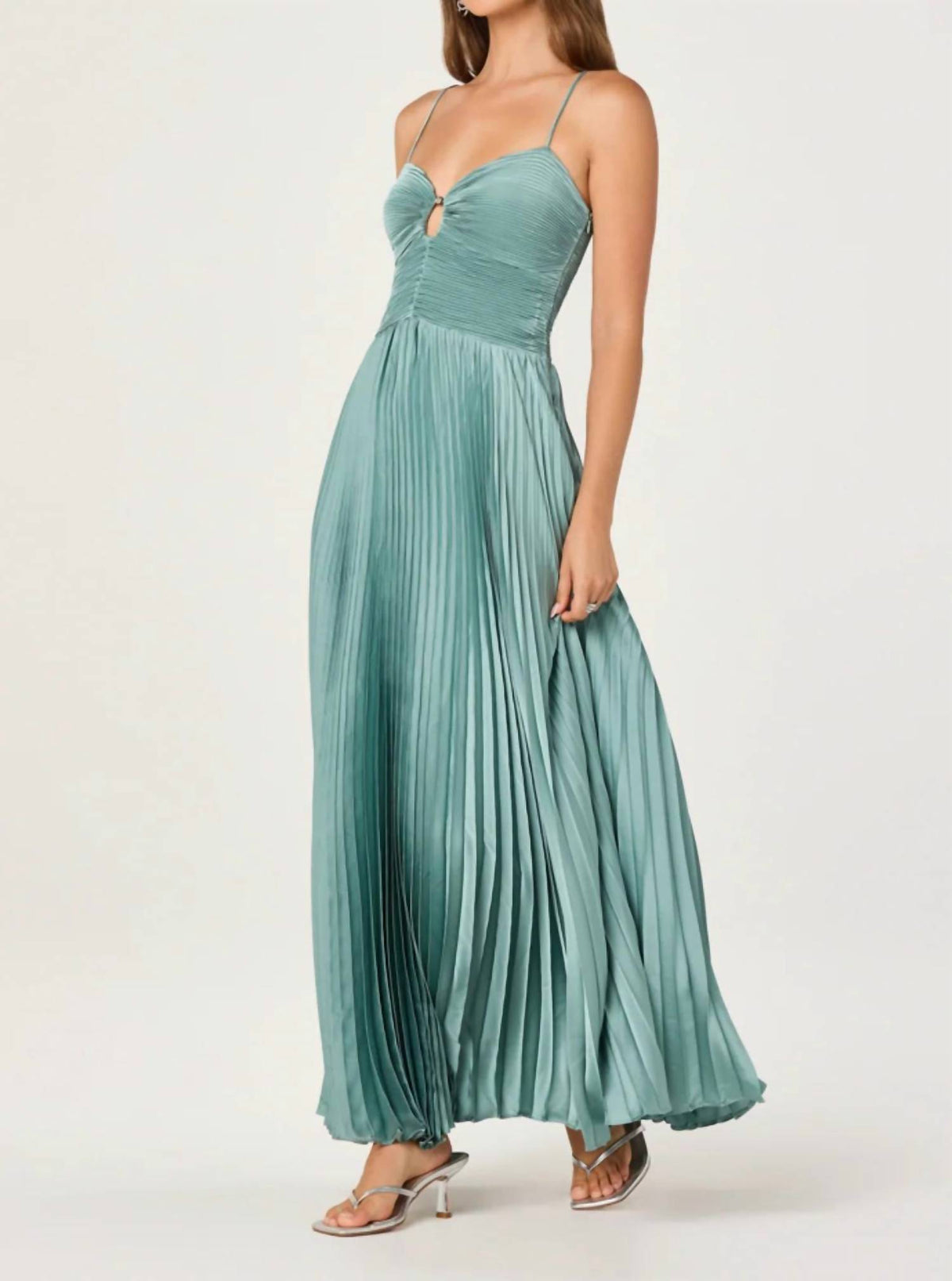 Astr - Alaia Satin Plissé Maxi Dress