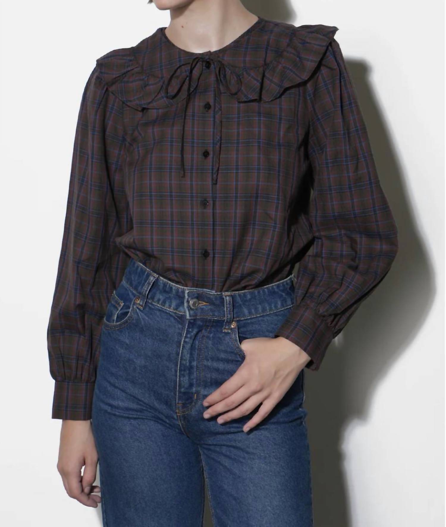 Greylin - Krista Peter Pan Collar Plaid Blouse