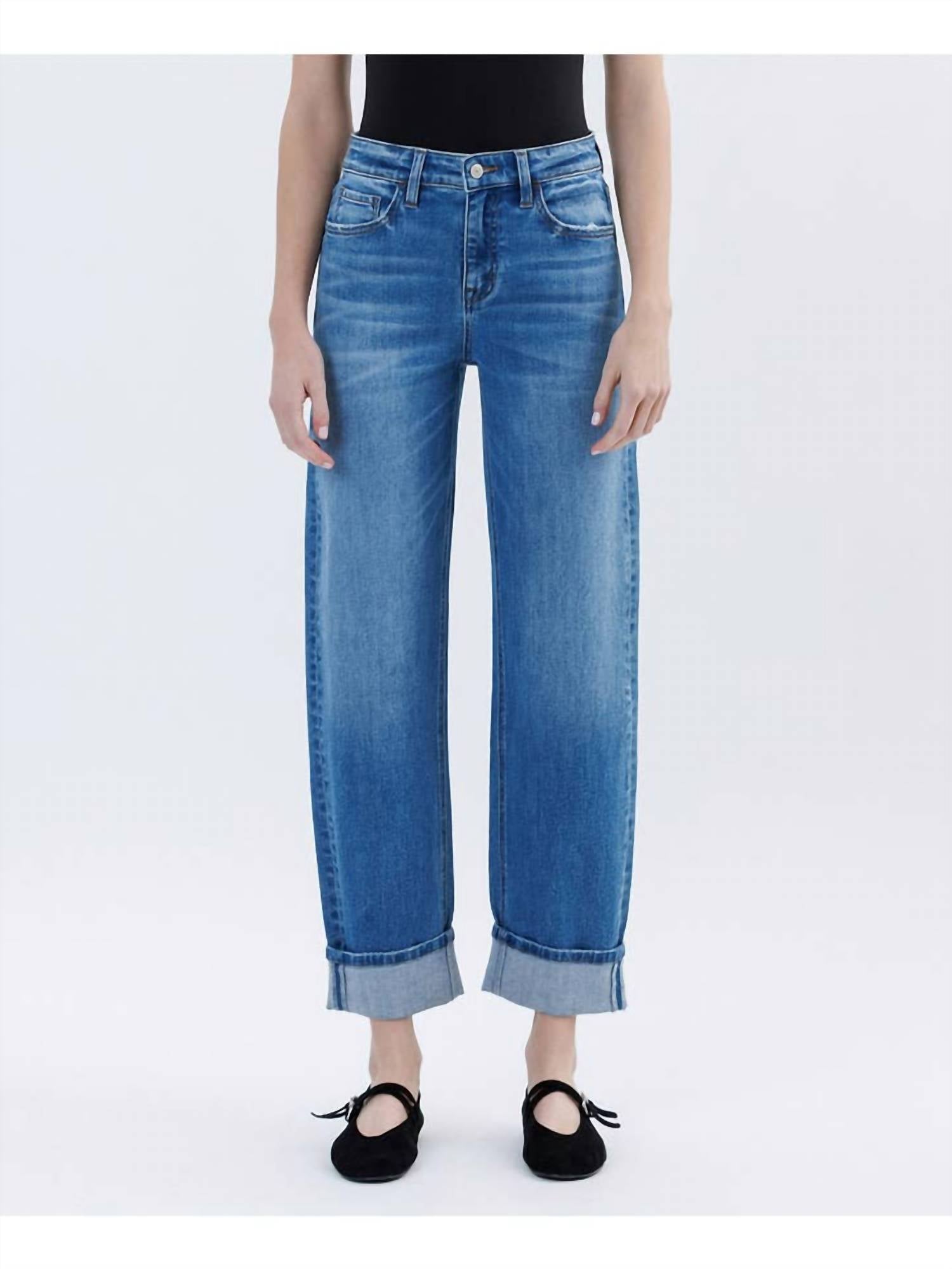 Vervet By Flying Monkey - High Rise Cuffed Barrel Leg Jeans