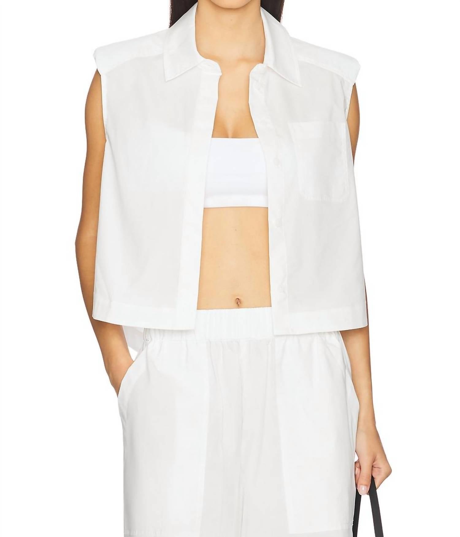 SIMKHAI Winslow Cropped Shirt in white - women's shirt