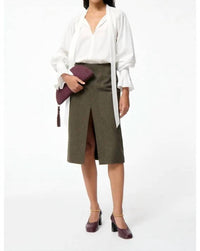 vanessabruno Felindra Midi Skirt in khaki - women's skirt - alternate view