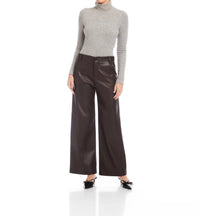 Fifteen Twenty Lara Faux Leather Wide Leg Pants in brown - women's pants