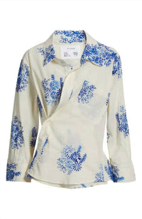 Cissa - Embroidered Asymmetric Button-up Overshirt