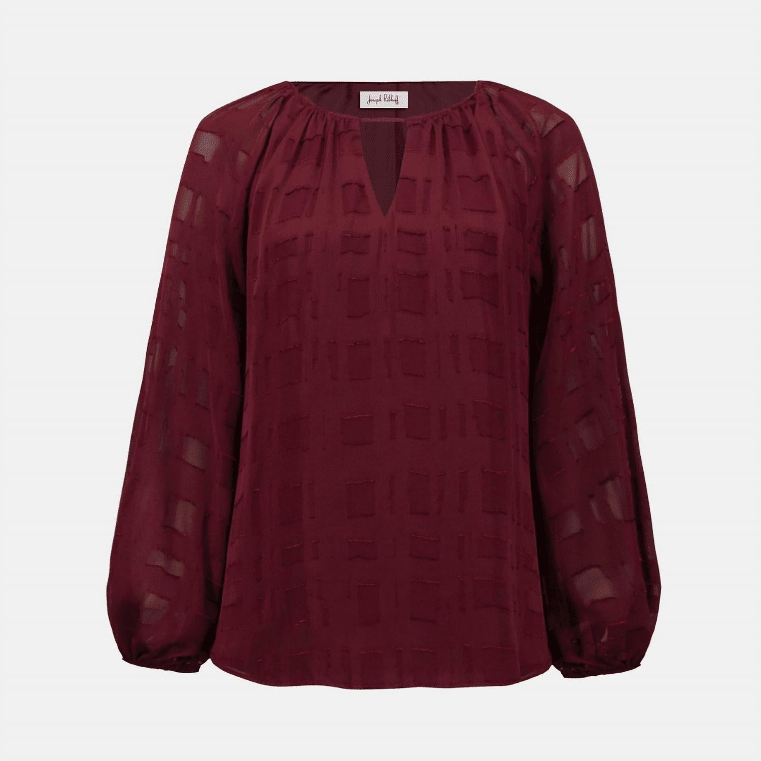 Joseph Ribkoff - Keyhole Neckline Long Puffed Sleeves Top