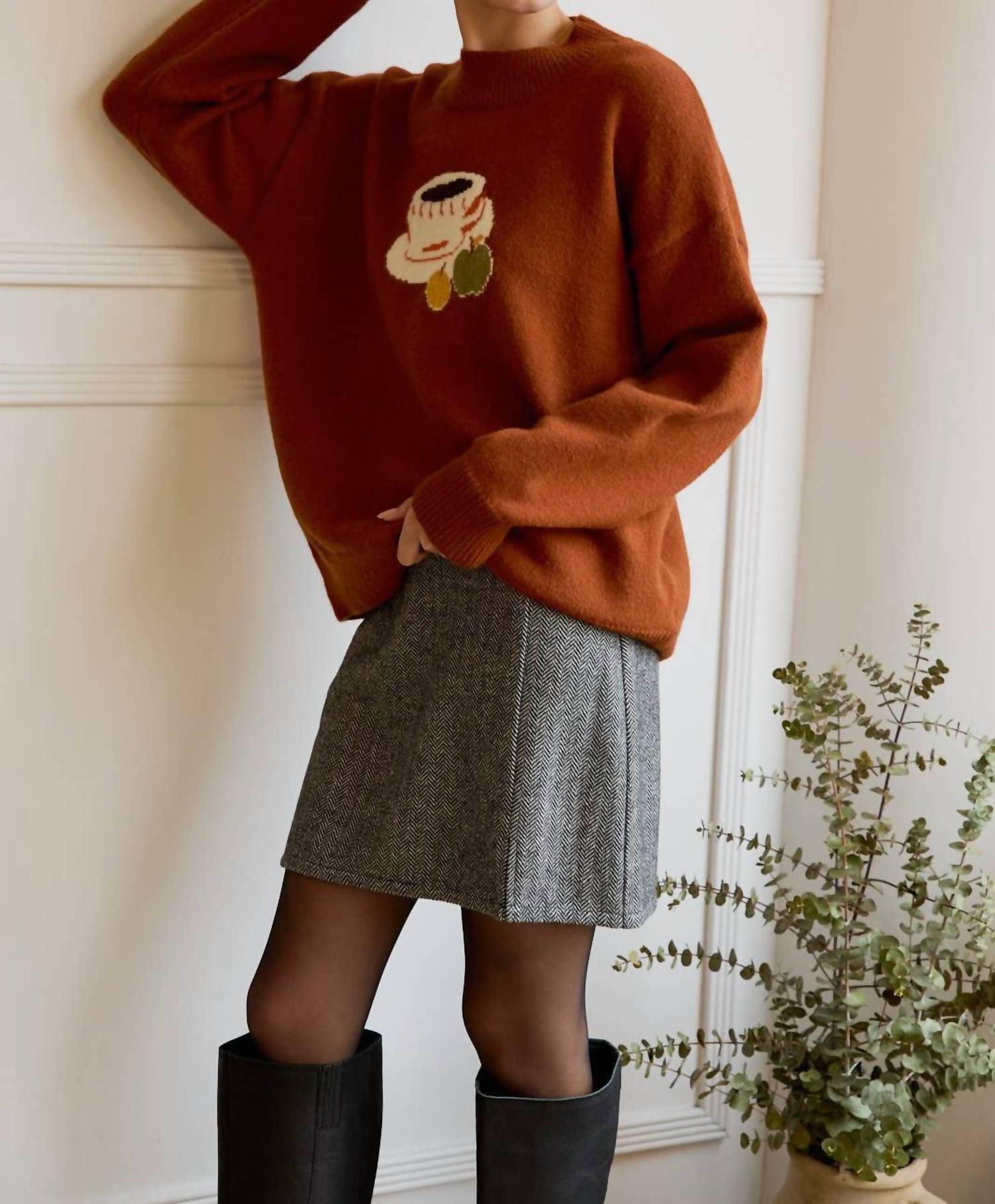 Le Lis - Let's Get Coffee Long-Sleeve Oversized Sweater