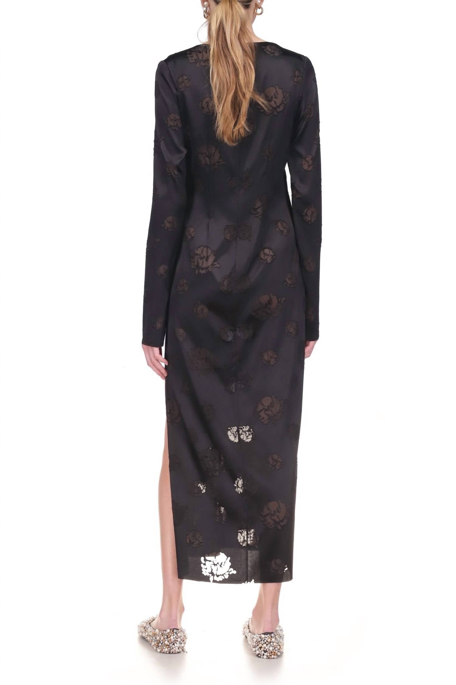 Marina Moscone - Long Sleeve Floral Sheath Dress