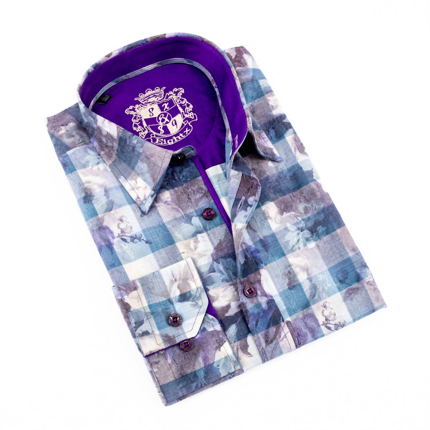 Eight X - Men's Plaid Button Down Print Shirt