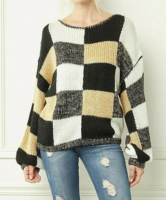 Entro - Checkered Plaid Sweater