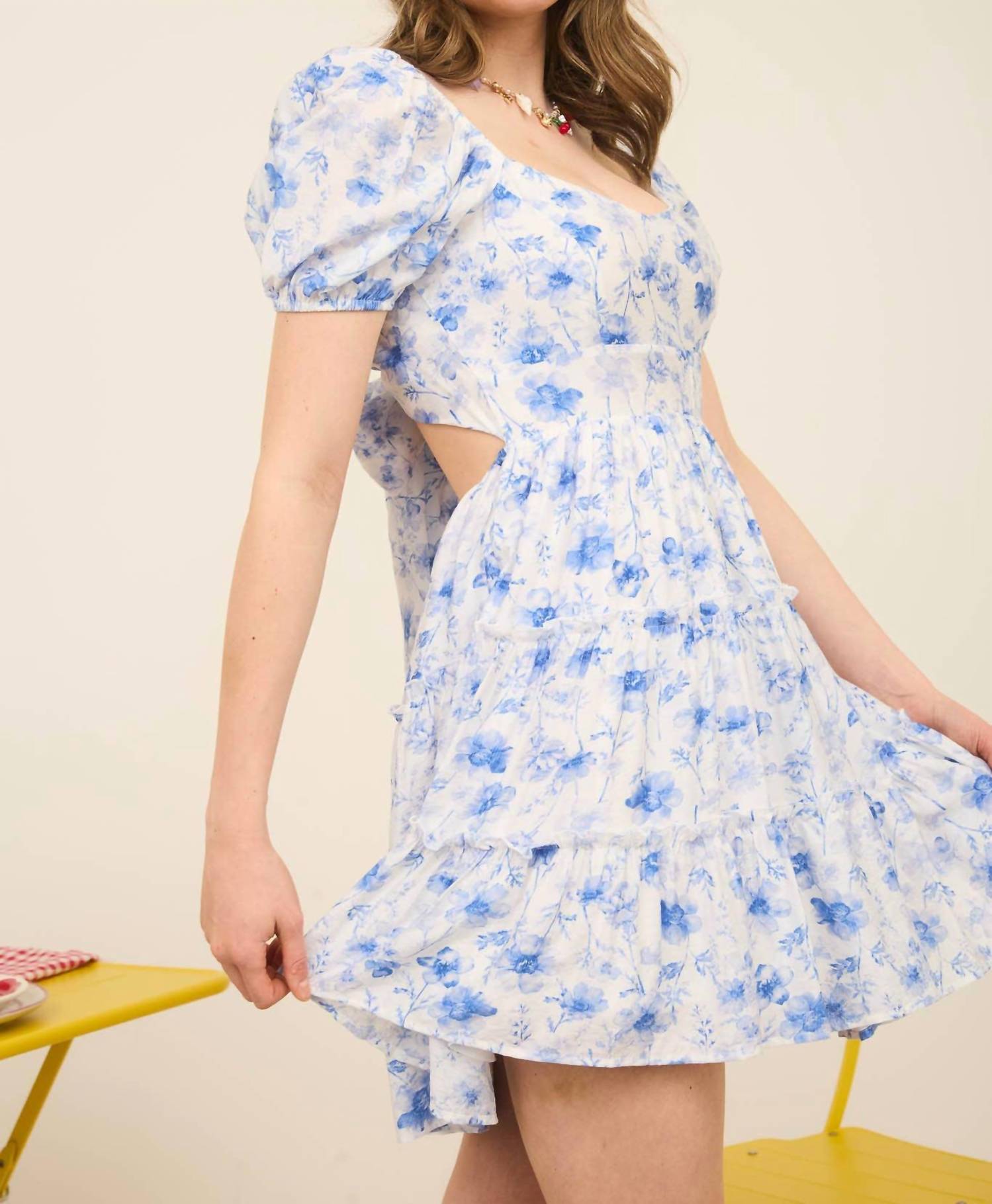 Blu Pepper - Floral Open Back Mini Dress