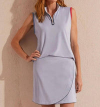 Tribal - Sleeveless Zip Mock Neck Tank