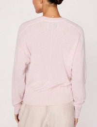 Brochu Walker Leia Vee Cashmere Sweater in rose quartz - women's sweater - detail view