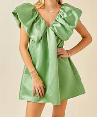 Day + Moon - Satin Volume Shoulder Mini Dress