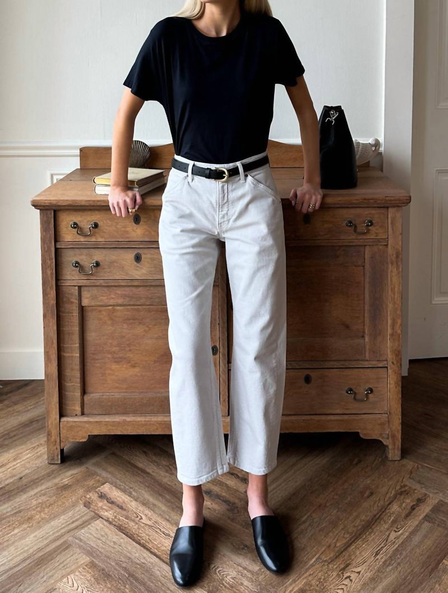 EMERSON FRY Twin Doves The Barrel Jean in antique white - women's jeans