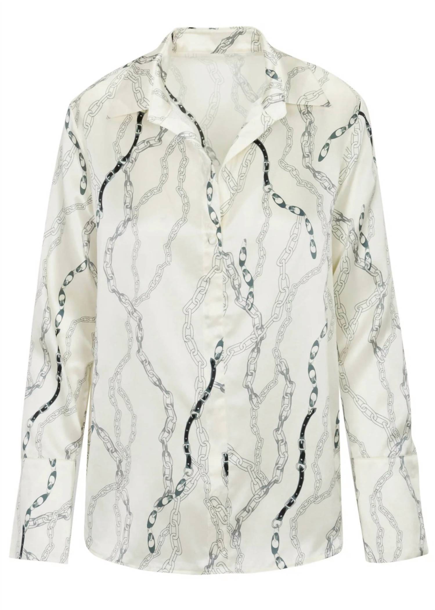 catherine gee Daria French Cuff Silk Blouse in white chain - women's blouse - view 5