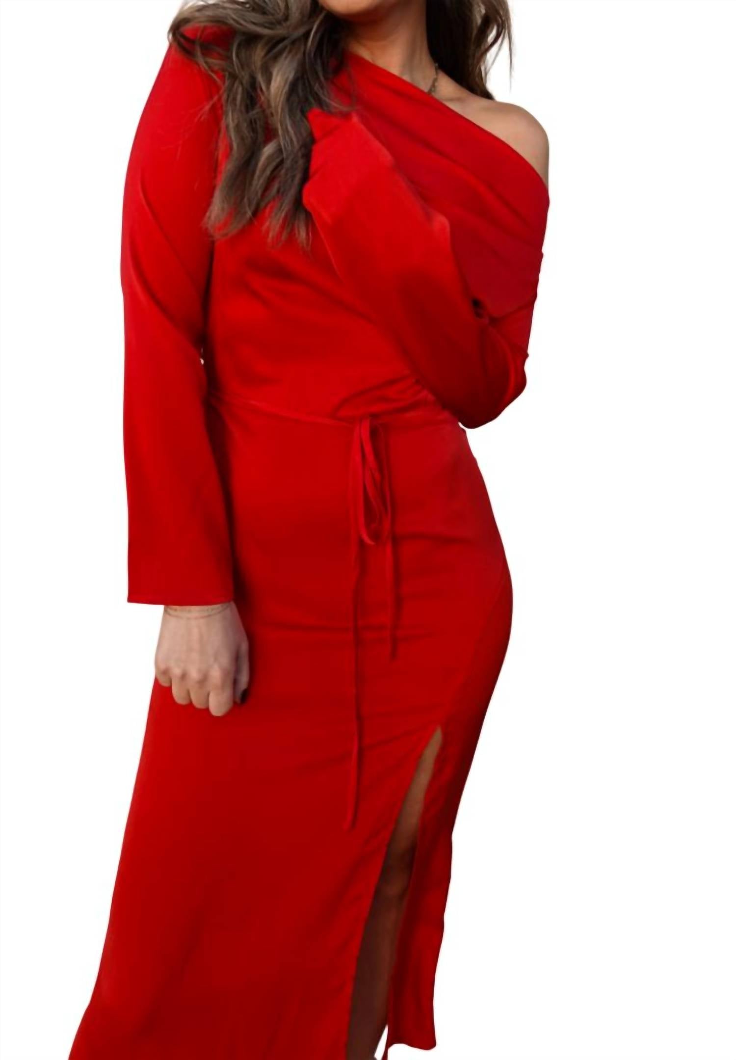 Et Clet - Long Sleeve One Shoulder Dress