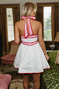BABY PINK Nova Colorblock Halter Mini Dress in white - women's dress - view 4