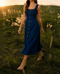 Blu Pepper - BUTTON DOWN SEAM DETAIL MIDI DRESS