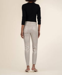 KUT FROM THE KLOTH Charlize High Rise Cigarette Leg Jean in cream silver - women's jeans - detail view