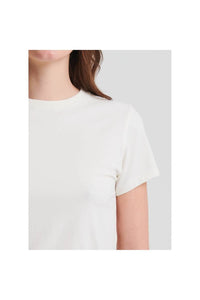 Patrick Assaraf Short Sleeve Iconic Fitted Crew Top in chalk - women's t-shirt - view 4
