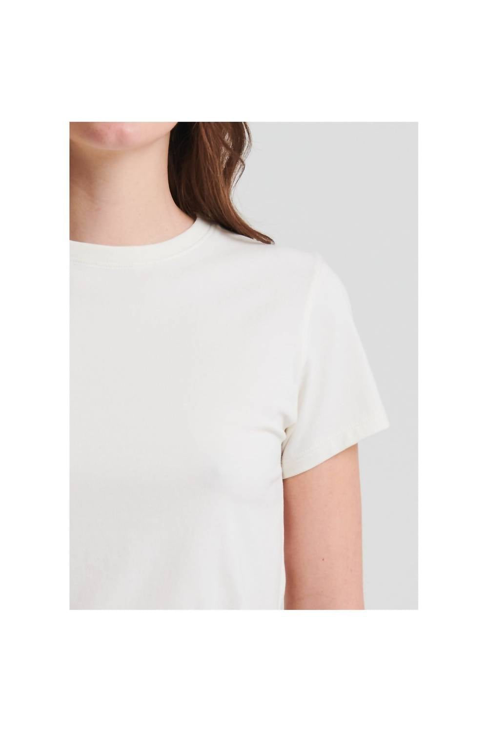 Patrick Assaraf Short Sleeve Iconic Fitted Crew Top in chalk - women's t-shirt - view 4