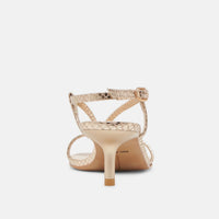 Dolce Vita Women's Laury Heeled Sandals in champagne embossed leather - women's sandal - view 6