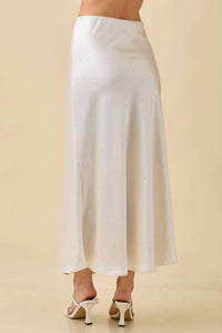 Main Strip - Satin Maxi Skirt With Rhinestone