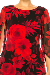 Connected Apparel - Floral Split-sleeve Sheath Dress