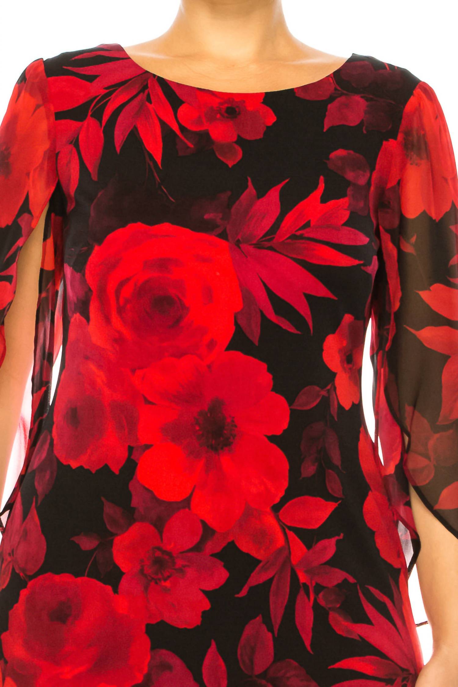 Connected Apparel - Floral Split-sleeve Sheath Dress