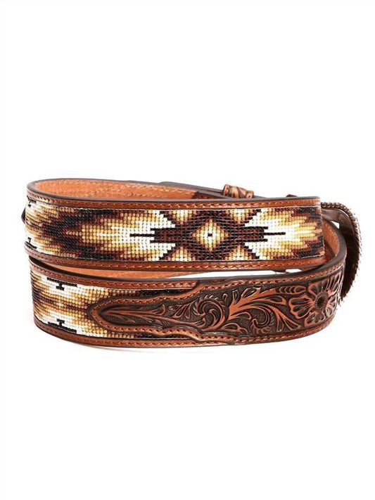 Nocona Belt Co. - Men's Aztec Beaded-stitch Leather Belt