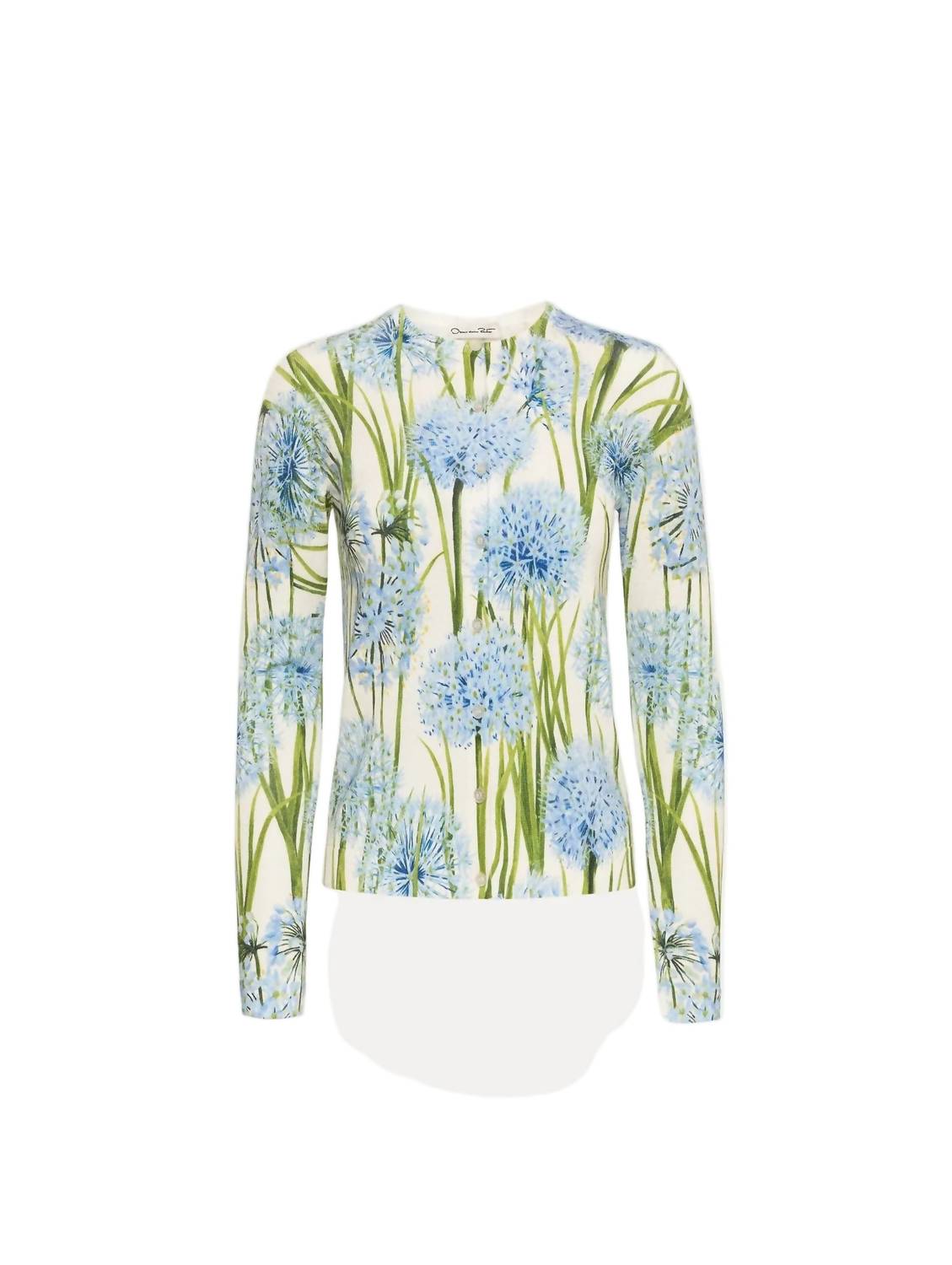 Oscar De La Renta - Long Sleeve Print Allium Cardigan