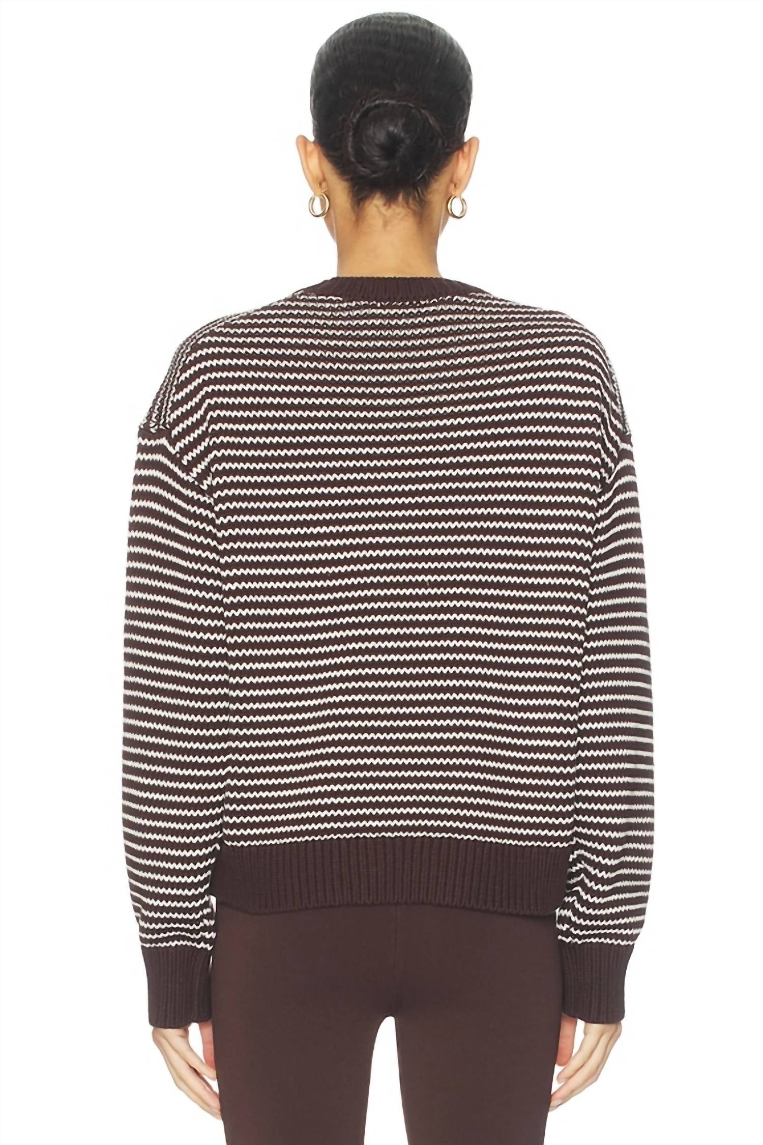 PISTOLA Aura Relaxed Crewneck Sweater in mocha 1 - women's sweater - detail view