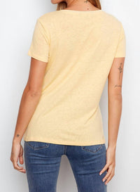 CHARLIE B Linen Blend V-neck T-shirt in sunshine - women's t-shirt - alternate view