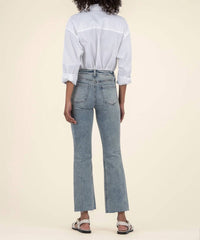 KUT FROM THE KLOTH Kelsey High Rise Fab Ab Ankle Flare Jeans in devotion - women's jeans - detail view