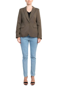 Danillo - Notched Collar One Button Long Sleeve Solid Gabardine Blazer